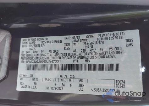 2014 Ford Escape Titanium из США, поврежденный, VIN 1FMCU0J90EUA47331